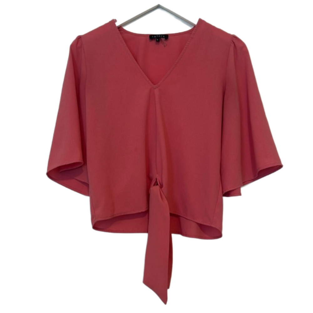 1. State Pink Tie Front Top, Small